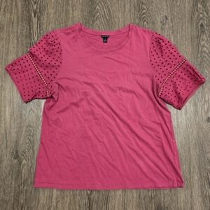 Ann Taylor Short Sleeve Shirt Pink XL